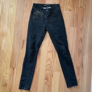 Anthropologie Leifsdottir Dark Gray Wash Zipper Hem Skinny Fit Jeans EUC Size 26